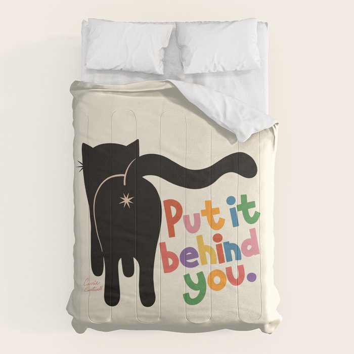 Put It Behind You - Funny Cat Butt Pun Comforter Gallery Image 1
