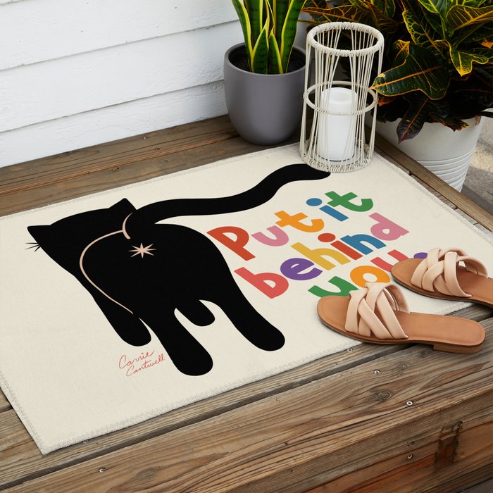 Put It Behind You - Funny Cat Butt Pun Outdoor Rug Gallery Image 2
