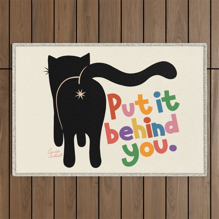 Put It Behind You - Funny Cat Butt Pun Outdoor Rug Gallery Image 1