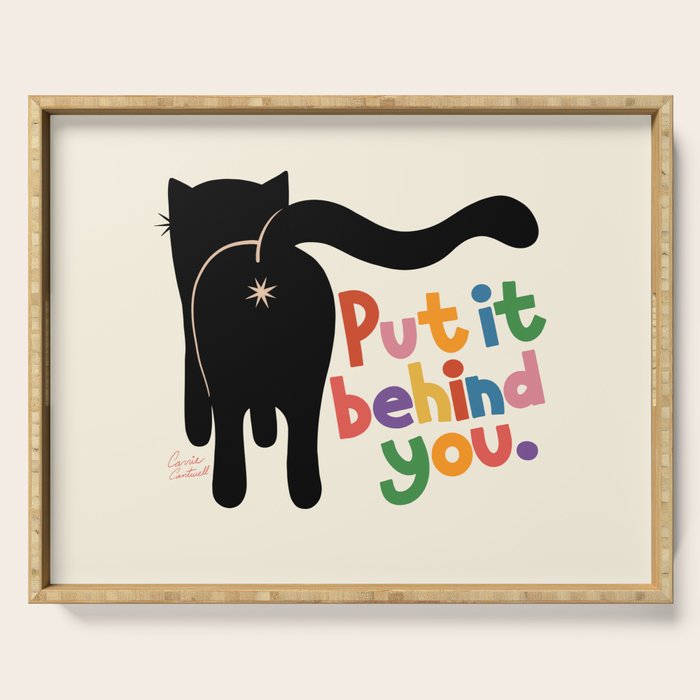 Put It Behind You - Funny Cat Butt Pun Serving Tray Gallery Image 1