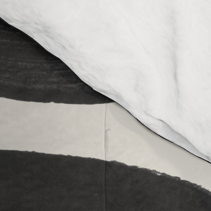 Black Ink Paint Brush Strokes Abstract Organic Pattern Mid Century Style Comforter Gallery Image 4