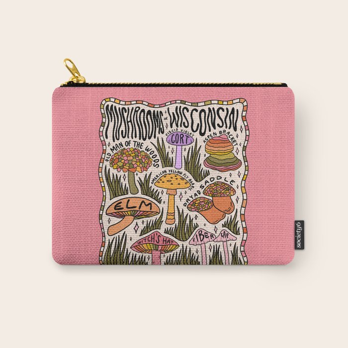 Mushrooms of Wisconsin Carry All Pouch Gallery Image 1