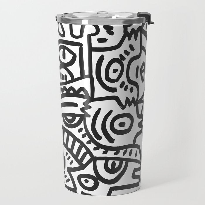 Black and White Street Art Graffiti King's Party Travel Mug Gallery Image 2
