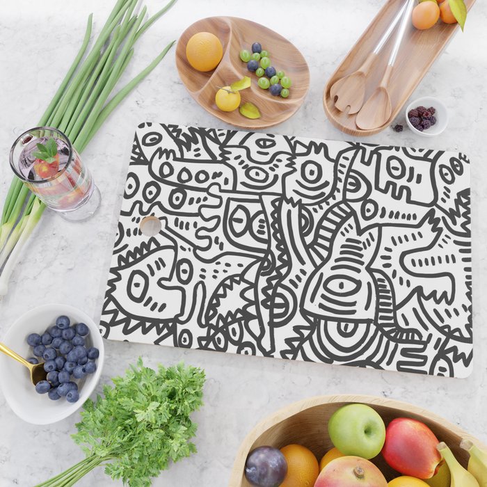 Black and White Street Art Graffiti King's Party Cutting Board Gallery Image 2