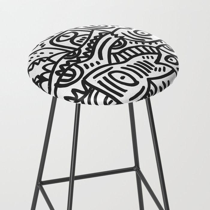 Black and White Street Art Graffiti King's Party Stool Gallery Image 2
