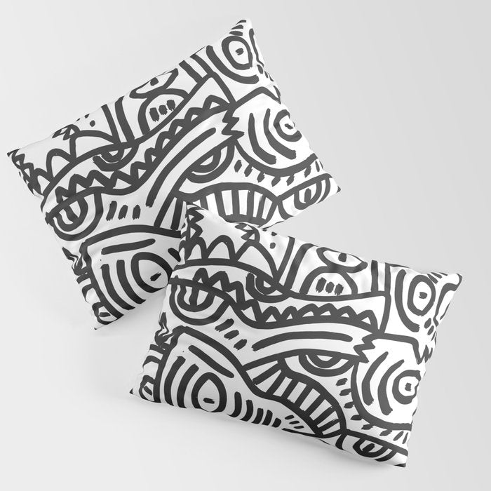 Black and White Street Art Graffiti King's Party Pillow Sham Gallery Image 3