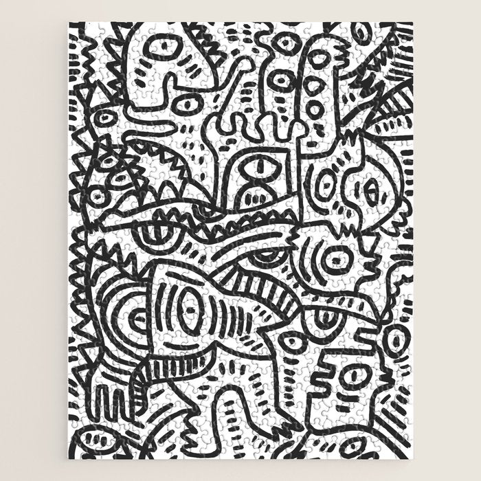 Black and White Street Art Graffiti King's Party Jigsaw Puzzle Gallery Image 1