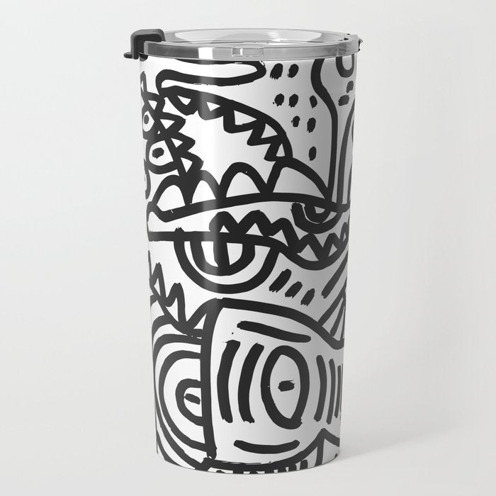 Black and White Street Art Graffiti King's Party Travel Mug Gallery Image 3