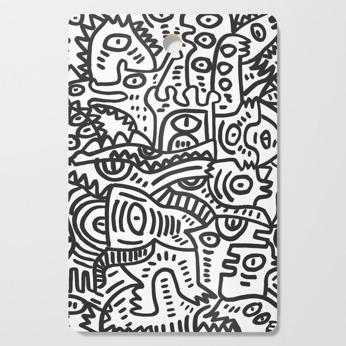Black and White Street Art Graffiti King's Party Cutting Board Gallery Image 1