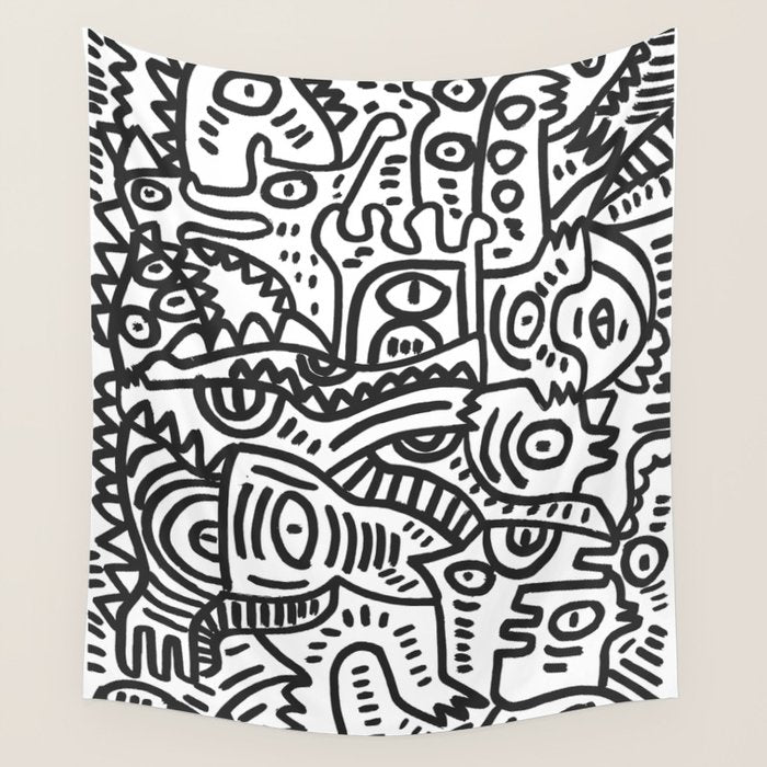 Black and White Street Art Graffiti King's Party Wall Tapestry Gallery Image 4