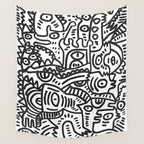 Black and White Street Art Graffiti King's Party Wall Tapestry Gallery Image 4