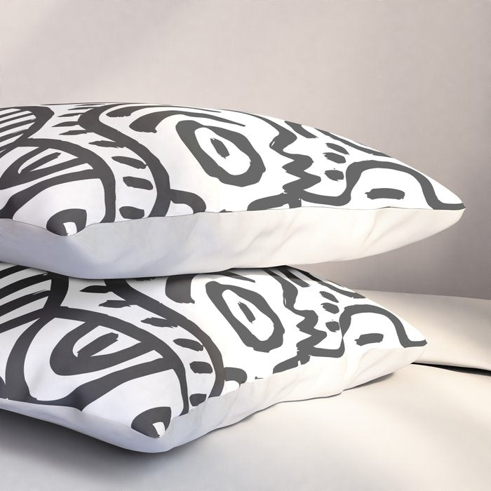 Black and White Street Art Graffiti King's Party Pillow Sham Gallery Image 3