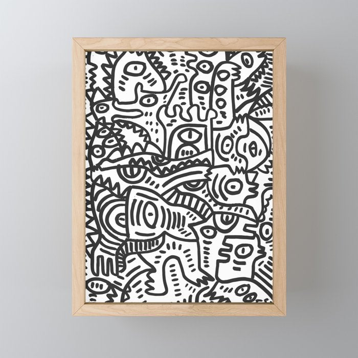 Black and White Street Art Graffiti King's Party Mini Art Print Gallery Image 1
