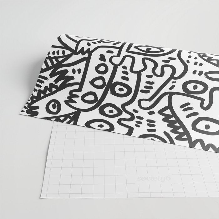 Black and White Street Art Graffiti King's Party Wrapping Paper Gallery Image 2