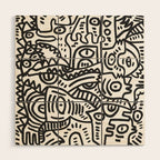 Black and White Street Art Graffiti King's Party Wood Wall Art Gallery Image 1