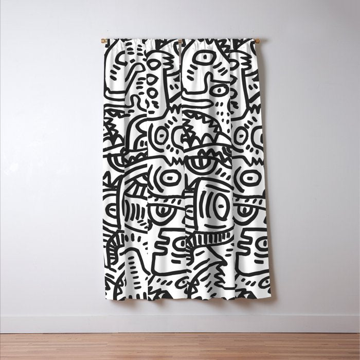Black and White Street Art Graffiti King's Party Window Curtain Gallery Image 3