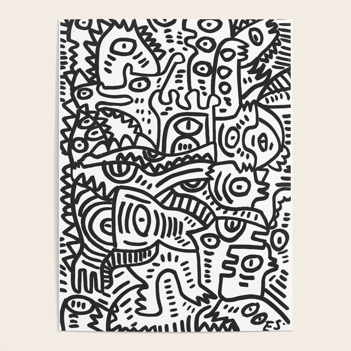 Black and White Street Art Graffiti King's Party Poster Gallery Image 4