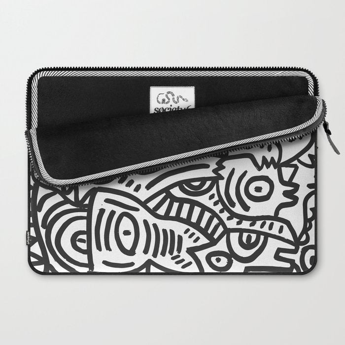 Black and White Street Art Graffiti King's Party Laptop Sleeve Gallery Image 2