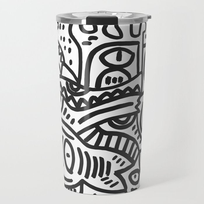 Black and White Street Art Graffiti King's Party Travel Mug Gallery Image 1