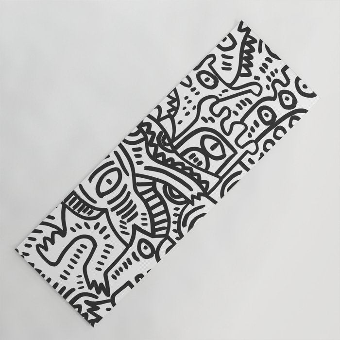 Black and White Street Art Graffiti King's Party Yoga Mat Gallery Image 1