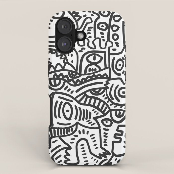 Black and White Street Art Graffiti King's Party iPhone Case Gallery Image 1