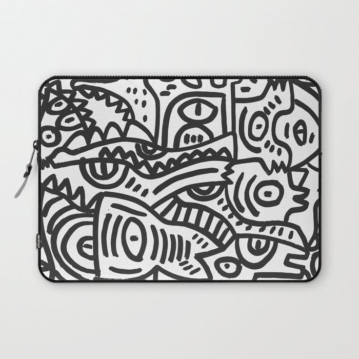 Black and White Street Art Graffiti King's Party Laptop Sleeve Gallery Image 1