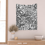 Black and White Street Art Graffiti King's Party Wall Tapestry Gallery Image 2