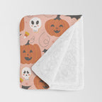 Pumpkin Party on Blush Pink Throw Blanket Gallery Image 3