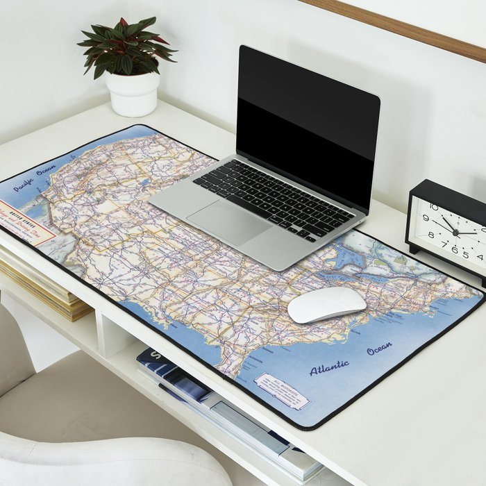 Flat road map of the united states of america 1951 Desk Mat Gallery Image 2