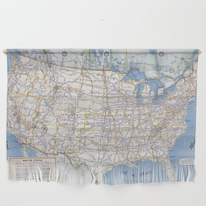 Flat road map of the united states of america 1951 Wall Hanging Gallery Image 1