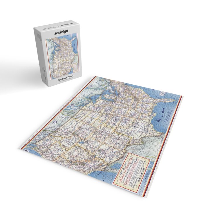Flat road map of the united states of america 1951 Jigsaw Puzzle Gallery Image 2