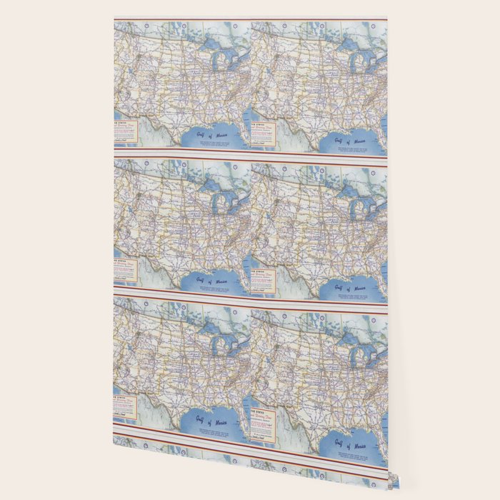 Flat road map of the united states of america 1951 Wallpaper Gallery Image 2