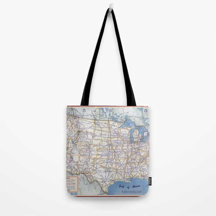 Flat road map of the united states of america 1951 Tote Bag Gallery Image 2