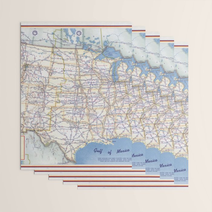 Flat road map of the united states of america 1951 Wrapping Paper Gallery Image 3