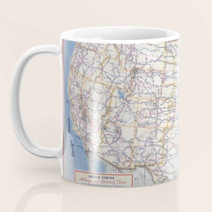 Flat road map of the united states of america 1951 Coffee Mug Gallery Image 3