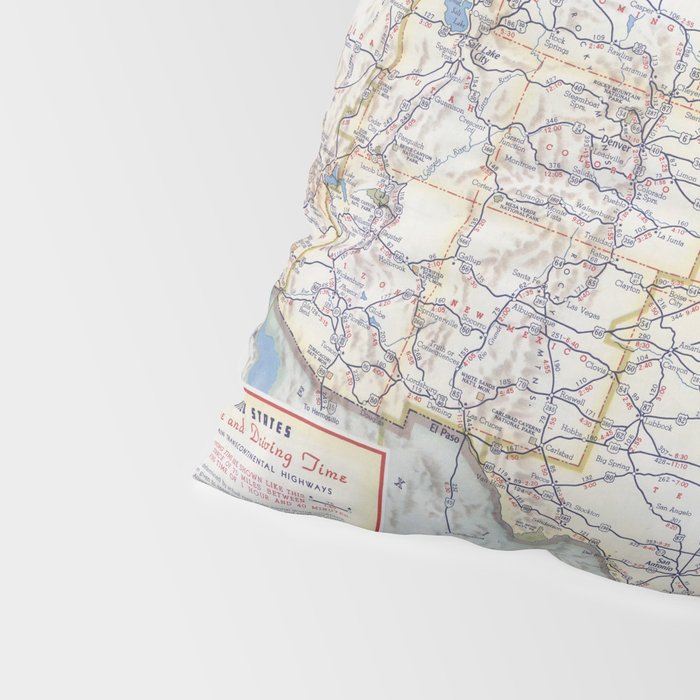 Flat road map of the united states of america 1951 Pillow Sham Gallery Image 4