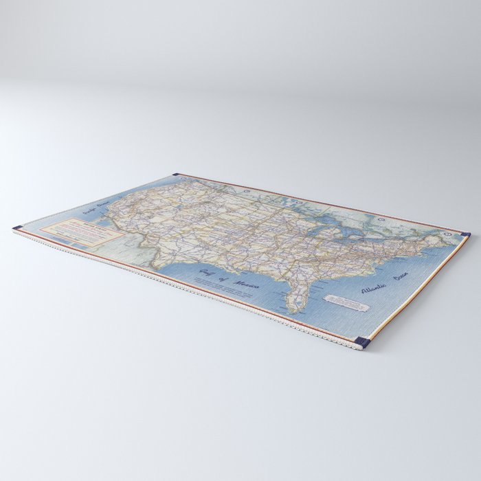 Flat road map of the united states of america 1951 Rug Gallery Image 3