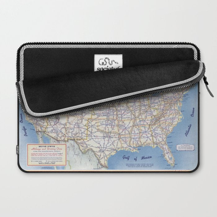Flat road map of the united states of america 1951 Laptop Sleeve Gallery Image 2