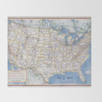Flat road map of the united states of america 1951 Throw Blanket Gallery Image 2