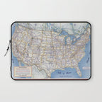 Flat road map of the united states of america 1951 Laptop Sleeve Gallery Image 1