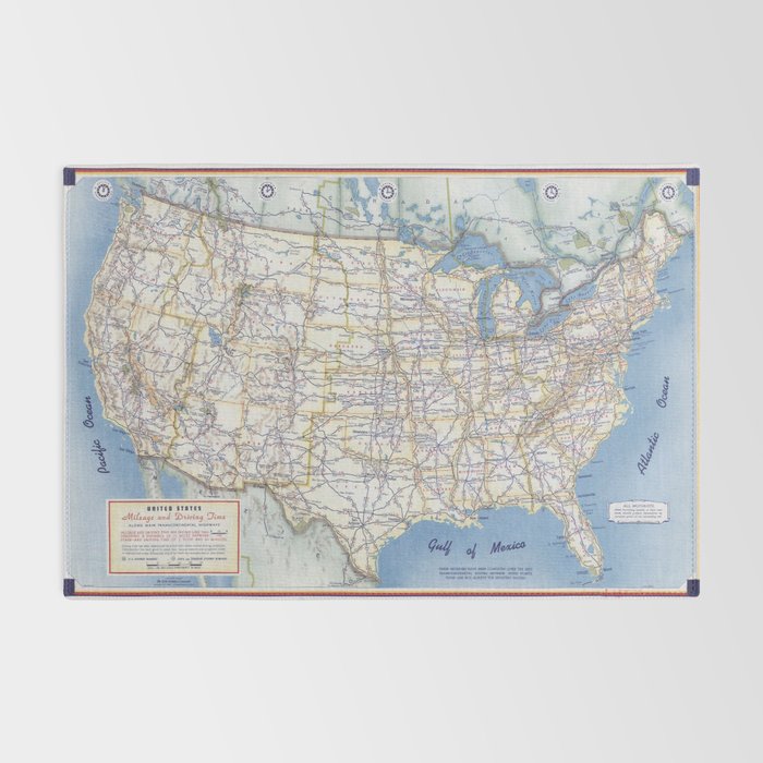 Flat road map of the united states of america 1951 Rug Gallery Image 2