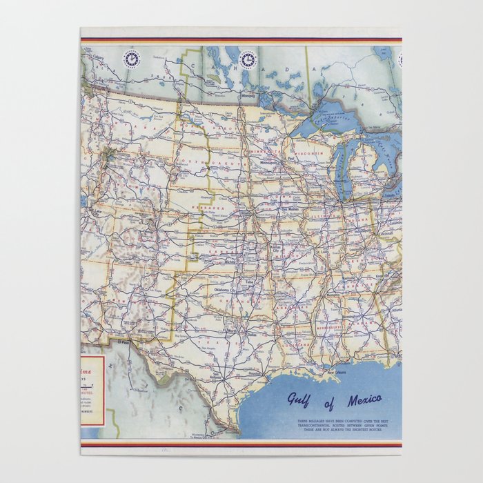 Flat road map of the united states of america 1951 Poster Gallery Image 1