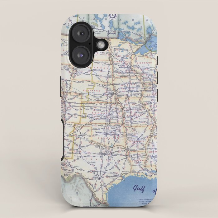 Flat road map of the united states of america 1951 iPhone Case Gallery Image 1