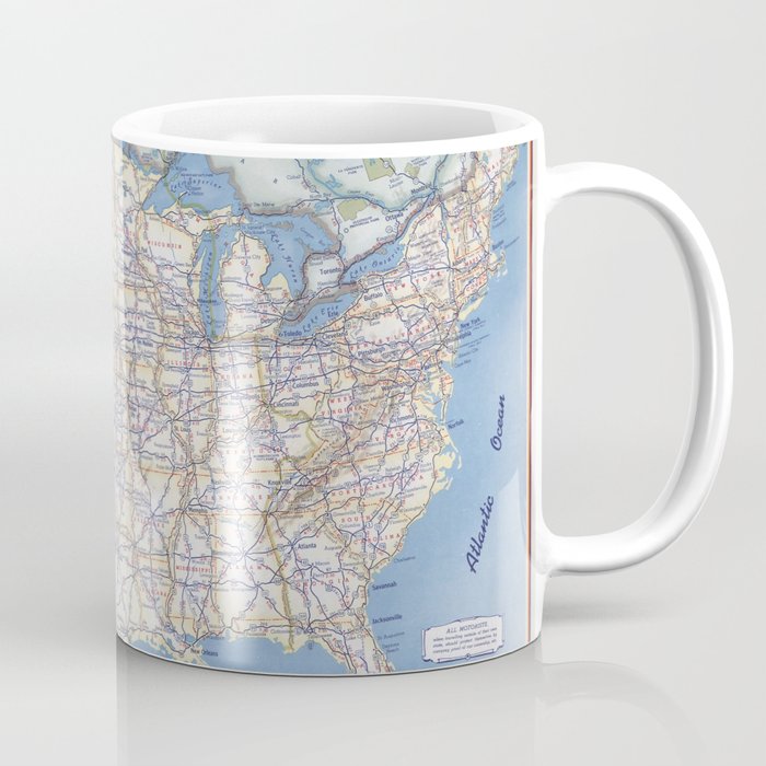 Flat road map of the united states of america 1951 Coffee Mug Gallery Image 1