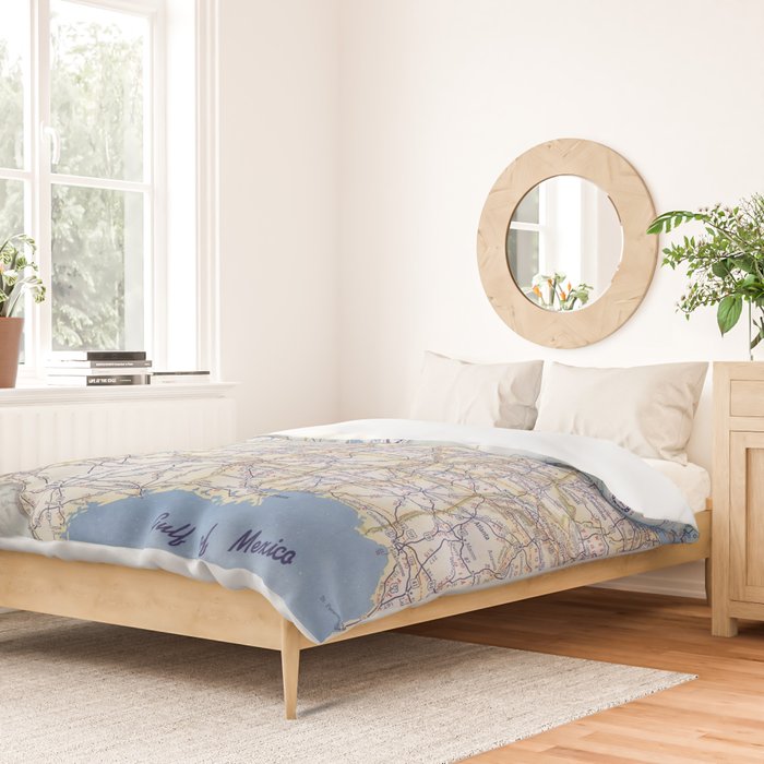 Flat road map of the united states of america 1951 Duvet Cover Gallery Image 2