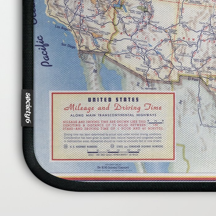 Flat road map of the united states of america 1951 Laptop Sleeve Gallery Image 3