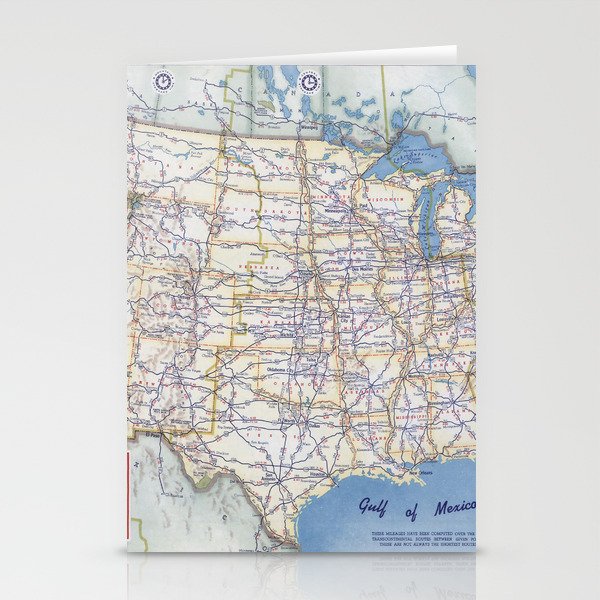 Flat road map of the united states of america 1951 Stationery Card Gallery Image 2