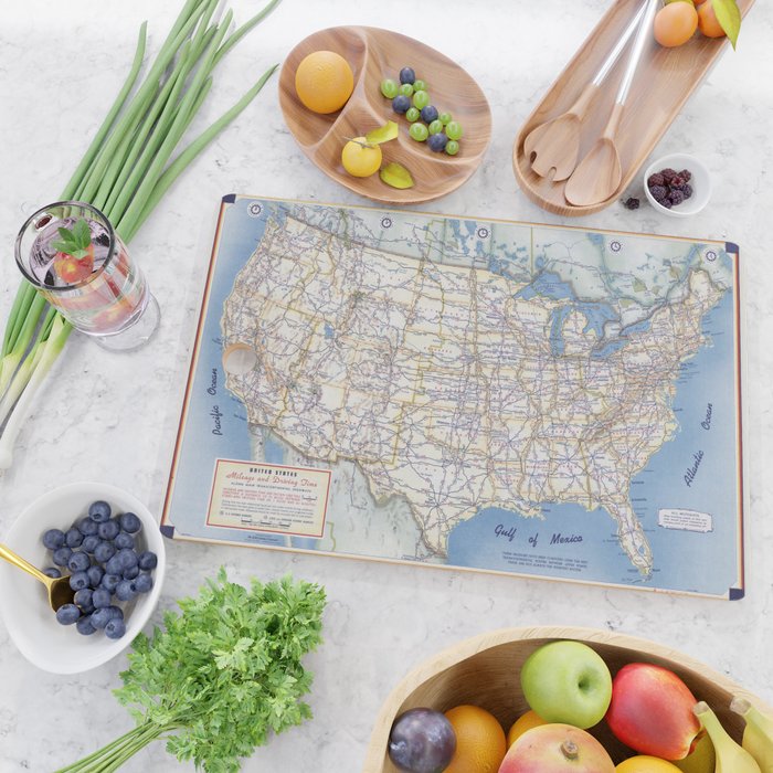 Flat road map of the united states of america 1951 Cutting Board Gallery Image 2