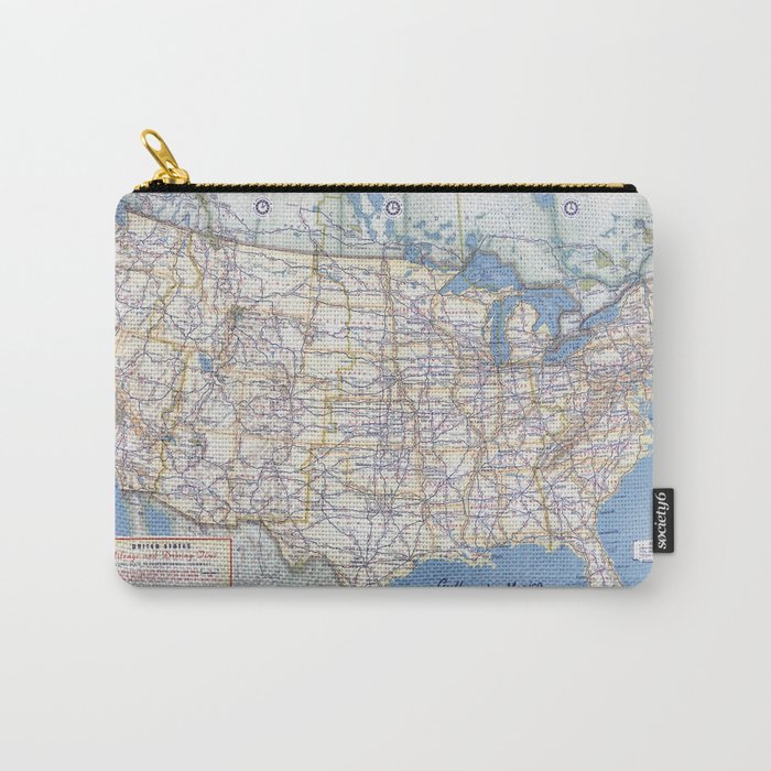 Flat road map of the united states of america 1951 Carry All Pouch Gallery Image 1