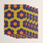 Tivoli Flowers Retro Floral Pattern Avocado Lime Blue Orange Wrapping Paper Gallery Image 3